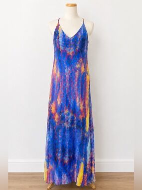 Lulus Watercolor Print Maxi Dress Small | Colorful Abstract Slip Dress
